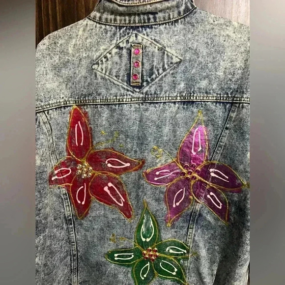 Vintage 90’s Statement Piece Flower Bedazzled Jacket- Rare- Peak 90’s-size: XL - Picture 11 of 16